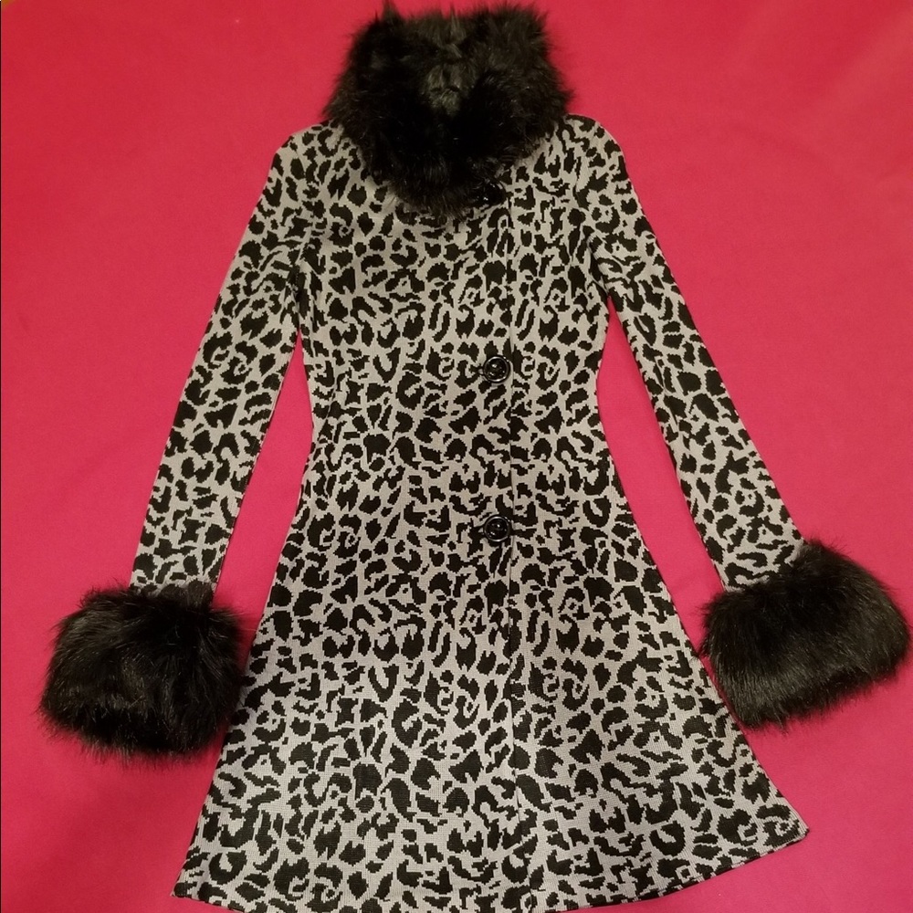 Betsey Johnson Leopard Knit Coat